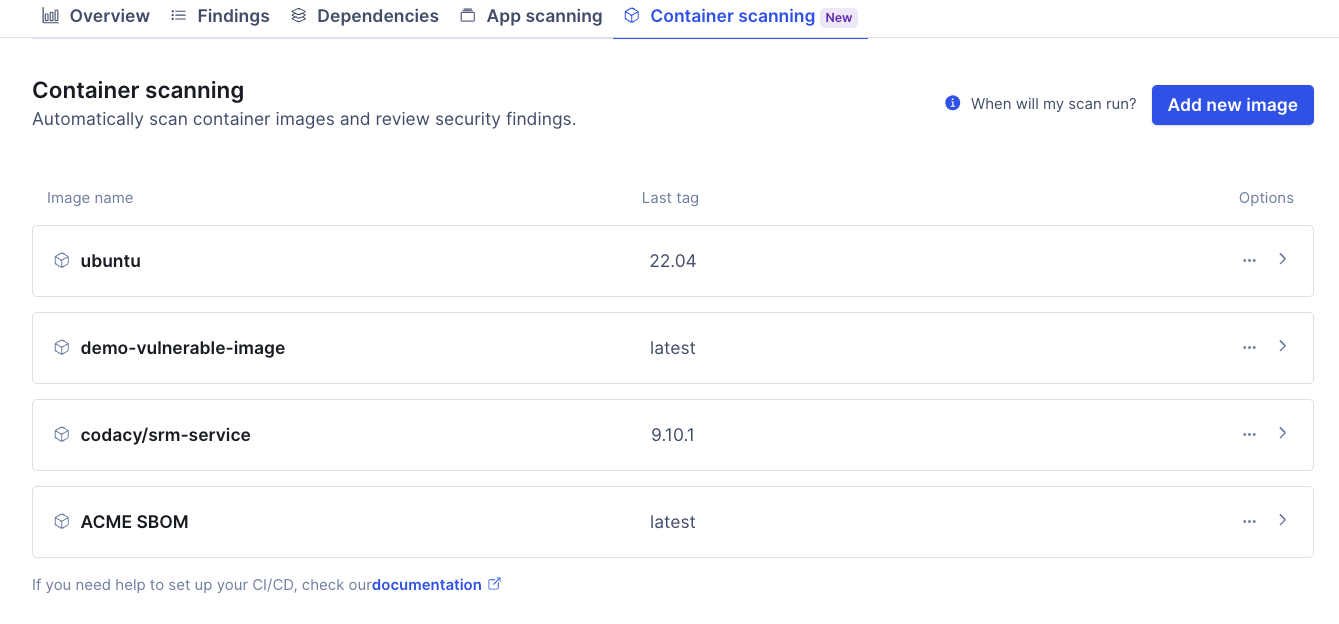 Security and risk management container images